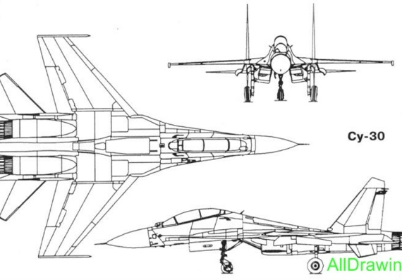 Сухой Су-30 чертежи (рисунки) самолета